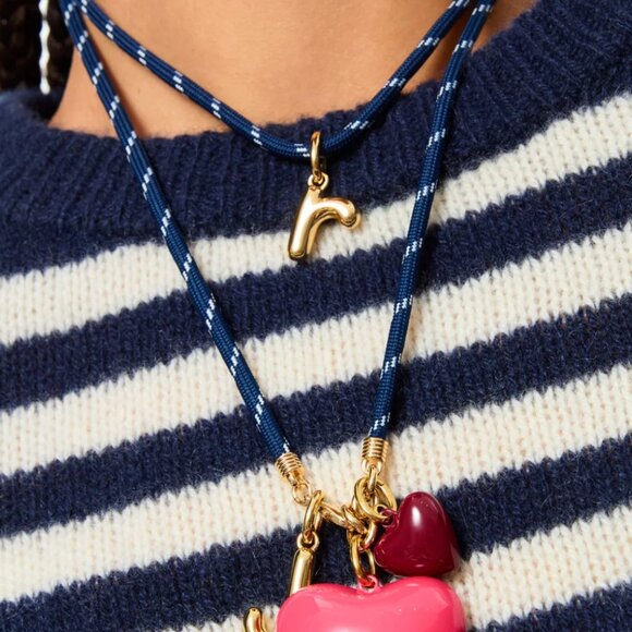 *Set* Roxanne Assoulin The Happy Cord Charm Necklace & Bracelet Navy/Burgundy - Picture 3 of 5